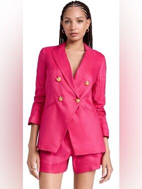 Veronica Beard Hirsh Linen Dickey Jacket Fuchsia & Gold Size 2 fits a 4